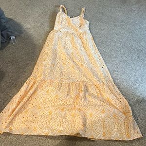 Loft Orange and White Eyelet Detail Maxi Dress NWT Size 2